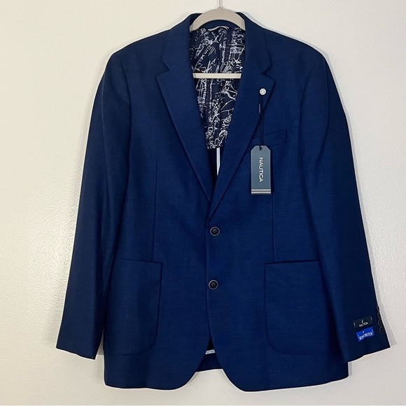 Nautica | New blazer/suit jacket Jensen double button/vent Mens size 41R stretch - Picture 1 of 11